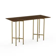 Mogogo - Clix 72" x 30" x 42" Mango Wood / Brushed Brass Rectangular Catering Table - MGCCZG01WBXX