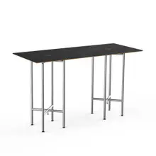Mogogo - Clix 72" x 30" x 42" Black Marble / Brushed Stainless Steel Rectangular Catering Table - MGCCZG01MSXX