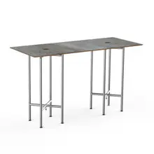 Mogogo - Clix 72" x 30" x 42" Grey Slate / Brushed Stainless Steel Rectangular Catering Table - MGCCZG01GSXX