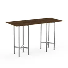 Mogogo - Clix 72" x 30" x 42" Mango Wood / Brushed Stainless Steel Rectangular Catering Table - MGCCZG01WSXX