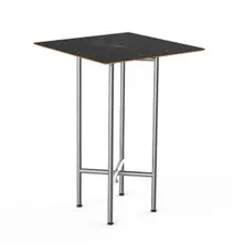 Mogogo - Clix 30" x 30" x 42" Black Marble / Brushed Stainless Steel Square Catering Table - MGCCZS01MSXX