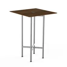 Mogogo - Clix 30" x 30" x 42" Mango Wood / Brushed Stainless Steel Square Catering Table - MGCCZS01WSXX