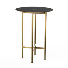 Mogogo - Clix 30" x 30" x 42" Black Marble / Brushed Brass Round Catering Table - MGCCZR01MBXX
