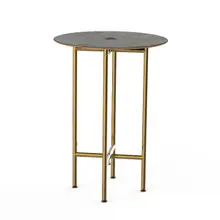 Mogogo - Clix 30" x 30" x 42" Grey Slate / Brushed Brass Round Catering Table - MGCCZR01GBXX