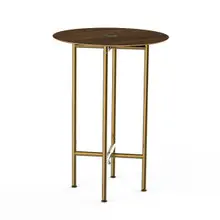Mogogo - Clix 30" x 30" x 42" Mango Wood / Brushed Brass Round Catering Table - MGCCZR01WBXX
