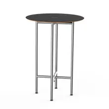Mogogo - Clix 30" x 30" x 42" Black Marble / Brushed Stainless Steel Round Catering Table - MGCCZR01MSXX