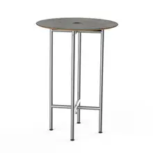 Mogogo - Clix 30" x 30" x 42" Grey Slate / Brushed Stainless Steel Round Catering Table - MGCCZR01GSXX
