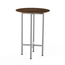 Mogogo - Clix 30" x 30" x 42" Wood Mango / Brushed Stainless Steel Round Catering Table - MGCCZR01WSXX