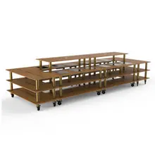Mogogo - Modular 200.5" x 71" x 47" Bamboo / Brushed Brass Grand Market Induction Station W/ Casters - MGCMLD16BBXW