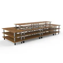 Mogogo - Modular 200.5" x 71" x 47" Bamboo / Brushed Stainless Steel Grand Market Induction Station W/ Casters - MGCMLD16BSXW