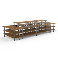 Mogogo - Modular 200.5" x 71" x 47" Bamboo / Brushed Stainless Steel Grand Market Induction Station - MGCMLD16BSXF