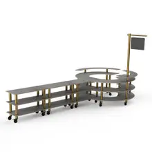 Mogogo - Modular 204.5" x 98" x 100" Grey Slate / Brushed Brass DIY Station W/ Sign & Casters - MGCMSA02GBXW