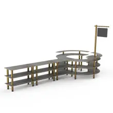 Mogogo - Modular 204.5" x 98" x 100" Grey Slate / Brushed Brass DIY Station W/ Sign - MGCMSA02GBXF