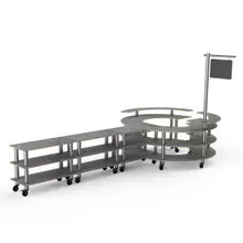 Mogogo - Modular 204.5" x 98" x 100" Grey Slate / Brushed Stainless Steel DIY Station W/ Sign & Casters - MGCMSA02GSXW