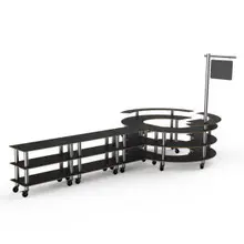 Mogogo - Modular 204.5" x 98" x 100" Black Marble / Brushed Stainless Steel DIY Station W/ Sign & Casters - MGCMSA02MSXW