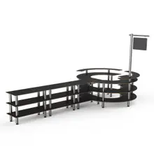 Mogogo - Modular 204.5" x 98" x 100" Black Marble / Brushed Stainless Steel DIY Station W/ Sign - MGCMSA02MSXF