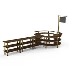 Mogogo - Modular 204.5" x 98" x 100" Mango Wood / Brushed Brass DIY Station W/ Sign - MGCMSA02WBXF