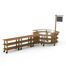 Mogogo - Modular 204.5" x 98" x 100" Bamboo / Brushed Brass DIY Station W/ Sign & Casters - MGCMSA02BBXW