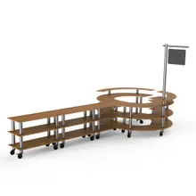 Mogogo - Modular 204.5" x 98" x 100" Bamboo / Brushed Stainless Steel DIY Station W/ Sign & Casters - MGCMSA02BSXW