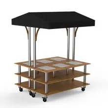 Mogogo - Modular 71" x 67" x 95.5" Bamboo / Brushed Stainless Steel Square Market Warming Station W/ Canopy & Casters - MGCMLD15BSBW