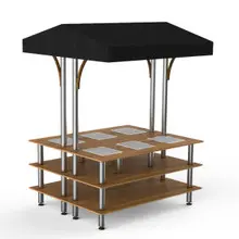 Mogogo - Modular 71" x 67" x 95.5" Bamboo / Brushed Stainless Steel Square Market Warming Station W/ Canopy - MGCMLD15BSBF