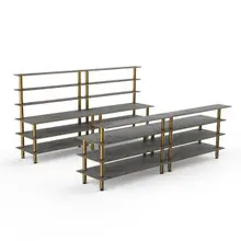 Mogogo - Modular 142" x 46" x 71" Grey Slate / Brushed Brass Double Bar Station - MGCMLC11GBXF