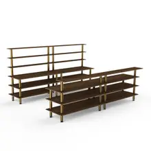 Mogogo - Modular 142" x 46" x 71" Mango Wood / Brushed Brass Double Bar Station - MGCMLC11WBXF