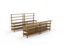Mogogo - Modular 142" x 46" x 71" Bamboo / Brushed Brass Double Bar Station - MGCMLC11BBXF