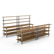 Mogogo - Modular 142" x 46" x 71" Bamboo / Brushed Stainless Steel Double Bar Station - MGCMLC11BSXF