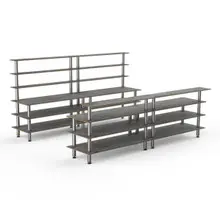 Mogogo - Modular 142" x 46" x 71" Grey Slate / Brushed Stainless Steel Double Bar Station - MGCMLC11GSXF