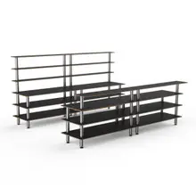 Mogogo - Modular 142" x 46" x 71" Black Marble / Brushed Stainless Steel Double Bar Station - MGCMLC11MSXF