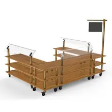 Mogogo - Modular 130" x 100" x 94" Bamboo / Brushed Brass Deli Station W/ Casters - MGCMLB18BBXW