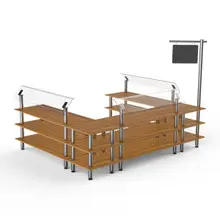 Mogogo - Modular 130" x 100" x 94" Bamboo / Brushed Stainless Steel Deli Station - MGCMLB18BSXF