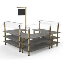 Mogogo - Modular 100.5" x 94.5" Grey Slate / Brushed Brass Self-Service Salad Station - MGCMLB06GBXF