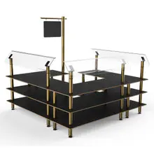Mogogo - Modular 100.5" x 94.5" Black Marble / Brushed Brass Self-Service Salad Station - MGCMLB06MBXF