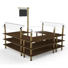 Mogogo - Modular 100.5" x 94.5" Mango Wood / Brushed Brass Self-Service Salad Station - MGCMLB06WBXF