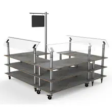 Mogogo - Modular 100.5" x 94.5" Grey Slate / Brushed Stainless Steel Self-Service Salad Station W/ Casters - MGCMLB06GSXW