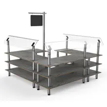 Mogogo - Modular 100.5" x 94.5" Grey Slate / Brushed Stainless Steel Self-Service Salad Station - MGCMLB06GSXF