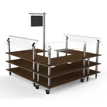 Mogogo - Modular 100.5" x 94.5" Mango Wood / Brushed Stainless Steel Self-Service Salad Station W/ Casters - MGCMLB06WSXW