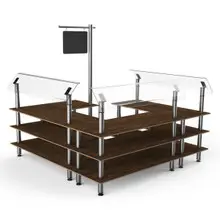 Mogogo - Modular 100.5" x 94.5" Mango Wood / Brushed Stainless Steel Self-Service Salad Station - MGCMLB06WSXF