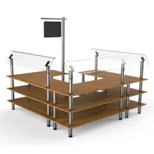 Mogogo - Modular 100.5" x 94.5" Bamboo / Brushed Stainless Steel Self-Service Salad Station - MGCMLB06BSXF