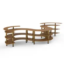 Mogogo - Modular 202" x 77" x  41.5" Bamboo / Brushed Brass Snake Shape Buffet Station W/ Shelves - MGCMSB06BBXF
