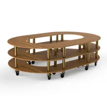 Mogogo - Modular 129" x 81.5" x 35" Bamboo / Brushed Brass Closed Stadium Station W/ Casters - MGCMSB07BBXW