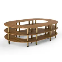 Mogogo - Modular 129" x 81.5" x 35" Bamboo / Brushed Brass Closed Stadium Station - MGCMSB07BBXF