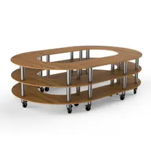 Mogogo - Modular 129" x 81.5" x 35" Bamboo / Brushed Stainless Steel Closed Stadium Station W/ Casters - MGCMSB07BSXW