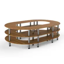 Mogogo - Modular 129" x 81.5" x 35" Bamboo / Brushed Stainless Steel Closed Stadium Station - MGCMSB07BSXF