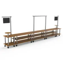 Mogogo - Modular 558.5" x 38" x 96" Bamboo / Brushed Stainless Steel Taco Bar Station W/ Casters - MGCMLB23BSXW