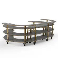 Mogogo - Modular 134.4" x 84" x 41" Grey Slate / Brushed Brass Open C Serving Station W/ Casters - MGCMSA01GBXW