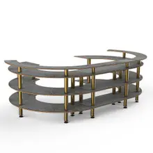 Mogogo - Modular 134.4" x 84" x 41" Grey Slate / Brushed Brass Open C Serving Station - MGCMSA01GBXF