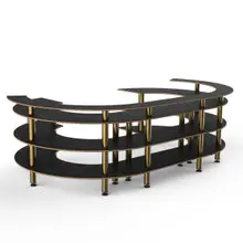 Mogogo - Modular 134.4" x 84" x 41" Marble Grey / Brushed Brass Open C Serving Station - MGCMSA01MBXF
